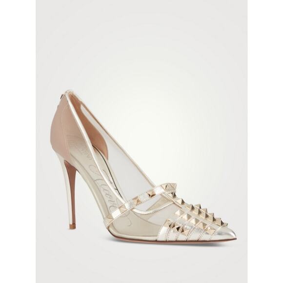 Valentino Garavani Shoes - VALENTINO GARAVANI Rockstud Alcove Pump in Platinum (Size 40)